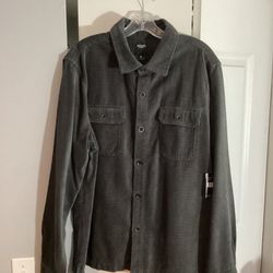 Men’s Gray Corduroy Shirt Size L NWT