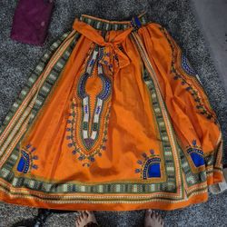 Orange african maxi skirt