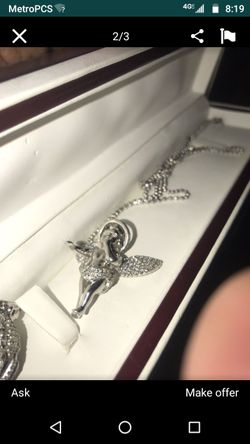 Diamond Angel Pendant 30 inch Chain