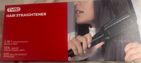 NEW TYMO 2-in-1 Hair Straightening Brush & Flat Iron – Sealed in Box