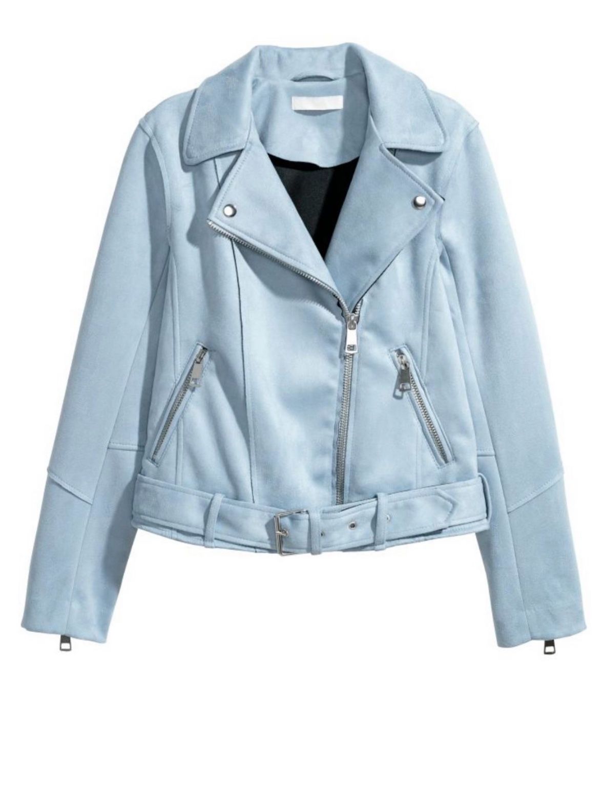 H&M Light blue Faux Suede Biker Jacket
