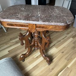 Victorian Marble & Wood Entry Table