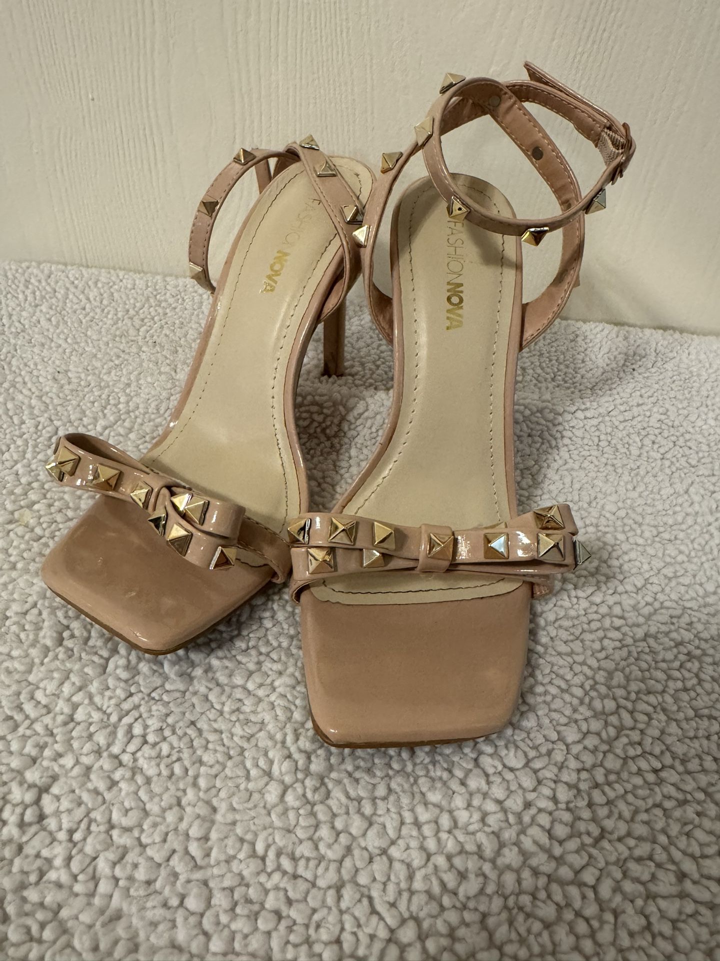 Nude Heels With Gold Studs- Only Worn Once 