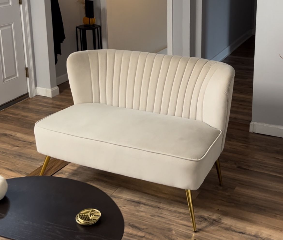 Tan Velvet Loveseat