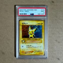 Pokemon Pichu Neo Genesis Japanese Holo PSA 9 Mint Slab