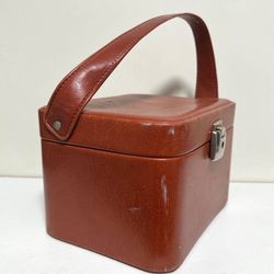 Vintage Leather Makeup Train Travel Case