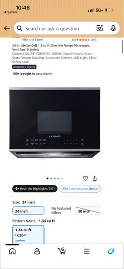 Over the range Microwave Cosmo