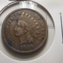 1909 Indian  Head Penny Last Year Vf, Very Fine