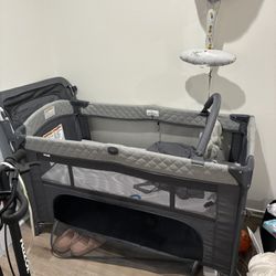4 in 1 Baby Bassinet, Bedside Crib Sleeper, Diaper Changer - Comes with Mattress, Mosquito Net, Bottom Storage and Toy Bar for Newborn 