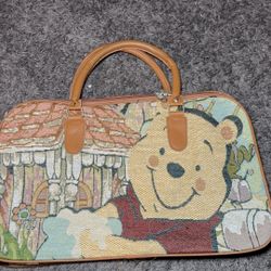 Winnie the Pooh Tapestry Weekend Bag - Tan Leather Trim