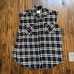 Fear of God 1st Collection Sleeveless Flannel Black Plaid Button-Up size large