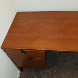 Brown Computer Desk With 2 Side Drawers