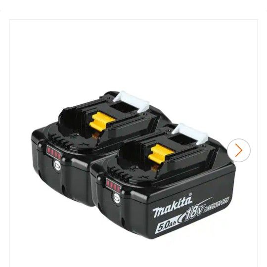 BRAND NEW 2 Two Dos Makita 18 Volt 18v 18 Lithium Ion LXT Batteries Capacity Output 5.0 AH 5.0 Battery 5ah Ah Amp High Pilas Baterias