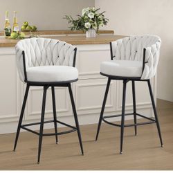 BFZ Bar Stools Set of 2, 26 inch Modern Fabric Counter Height Barstools