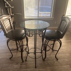 2-Chair Glass Table Bistro Set