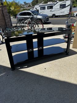 Black Glass 3 Tier TV Stand