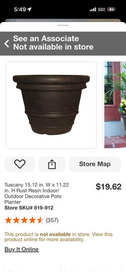 Tuscany 15.12 in. W x 11.22 in. H Rust Resin Indoor/ Outdoor Decorative Pots Planter