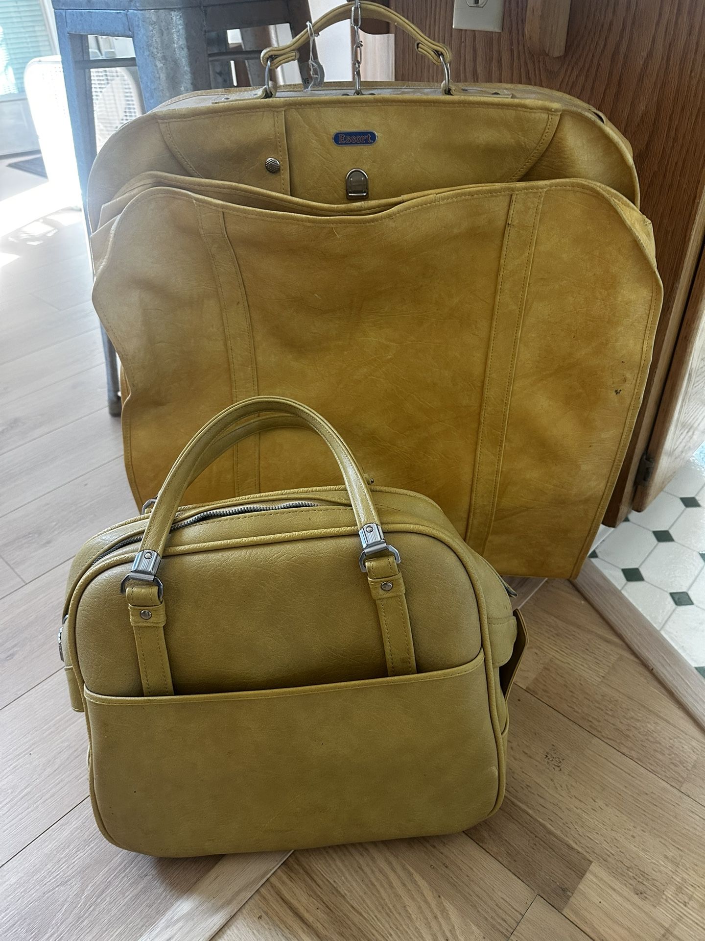 Vintage Leather Garment & Travel Bag