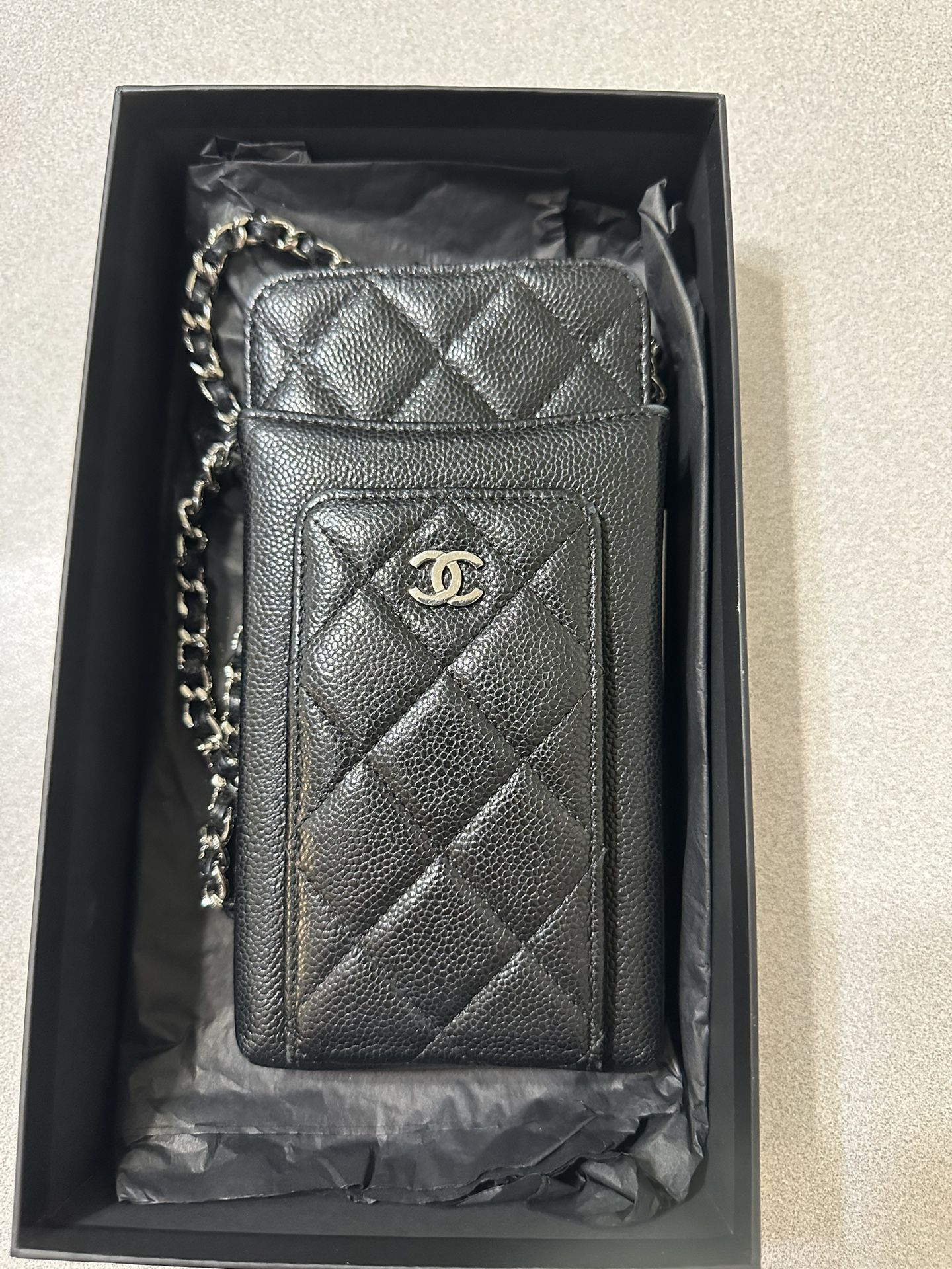 Chanel Caviar Quilted Cc Phone Holder