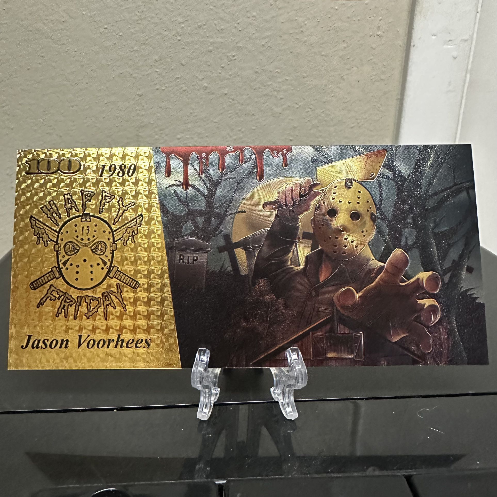 24k Gold Foil Plated Jason Voorhees Banknote Horror Movie Collectible