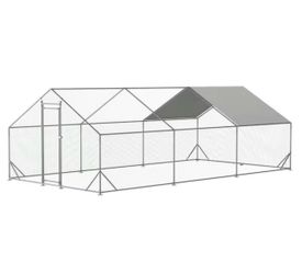 240 in. W Walk-in Large Metal Chicken Coop, Galvanized Wire Poultry Fencing with Waterproof and Anti-Ultraviolet Cover