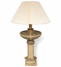 NY: Vintage Ornate Table Lamp with Pleated Shade