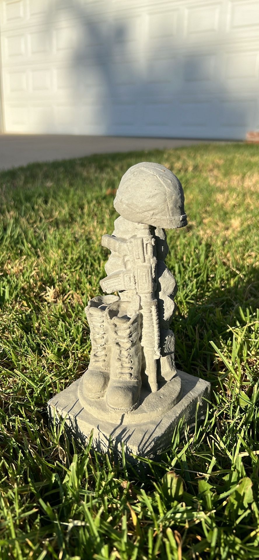 8in. tall Battlefield Cross Concrete Statue