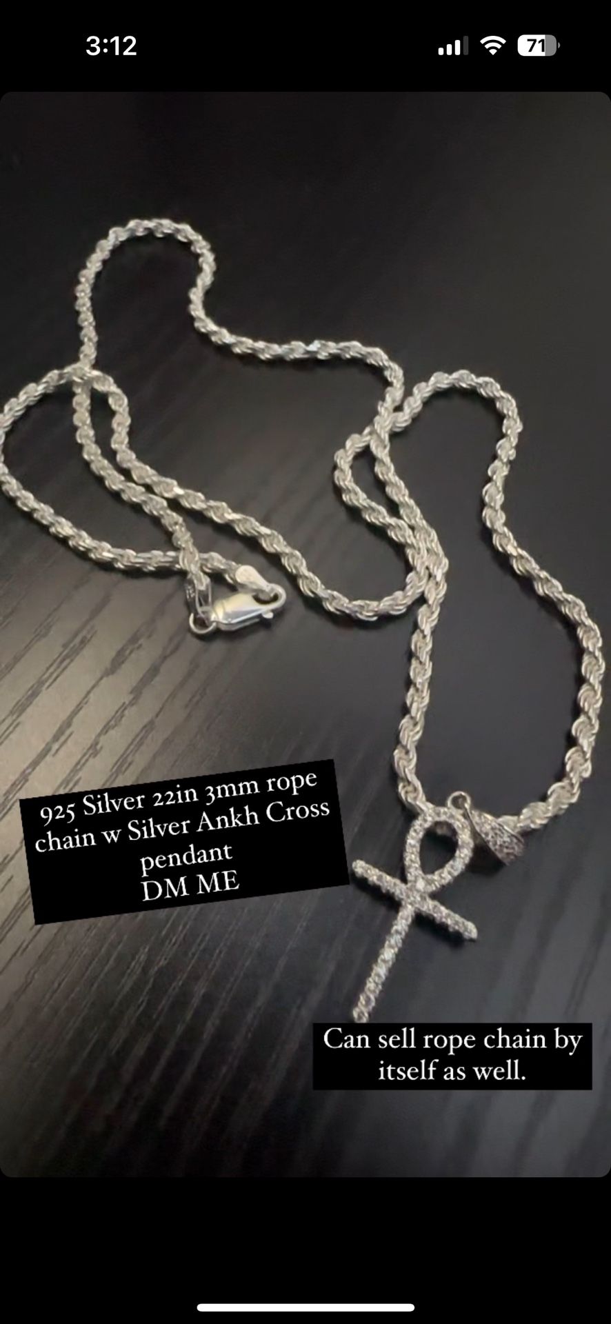 22in 3mm Silver Rope Chain