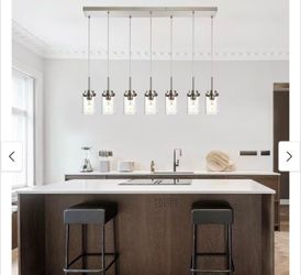 Brushed Nickel Pendant Island Lights with Clear Glass - Brushed Nickel - 7light 6-6501-7FD-SN
