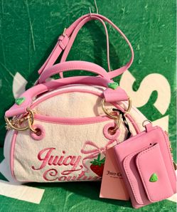 Juicy Couture Retro Strawberry Tote Pink Bowler Satchel Bag+Purse Bundle Y2K NWT