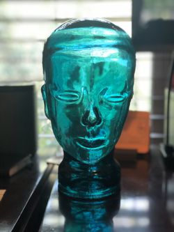 Vintage Green glass mannequin head Art Deco