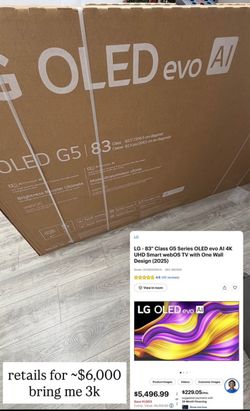 BRAND NEW 2025 LG G5 Series 83-Inch OLED evoAI 4K UHD TV $2349 or $60 Down!