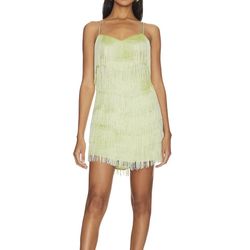 X Revolve Marquesa Fringe Mini Dress In Honey Dew 