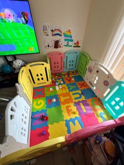 Baby Playpen with Foam Letter Mat