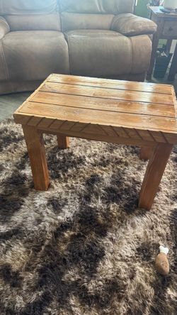 Rustic Wood Slat End Table