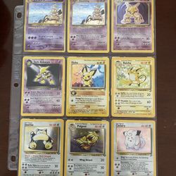 POKEMON VINTAGE. ALL PHOTOS ARE OF CONDITION OF WHITE & BACK OF CARDS. ALL NEAR MINT & PRICES BELOW!!