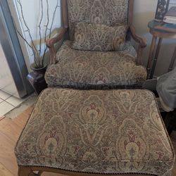 Ethan Allen Armchair With Matching Ottoman