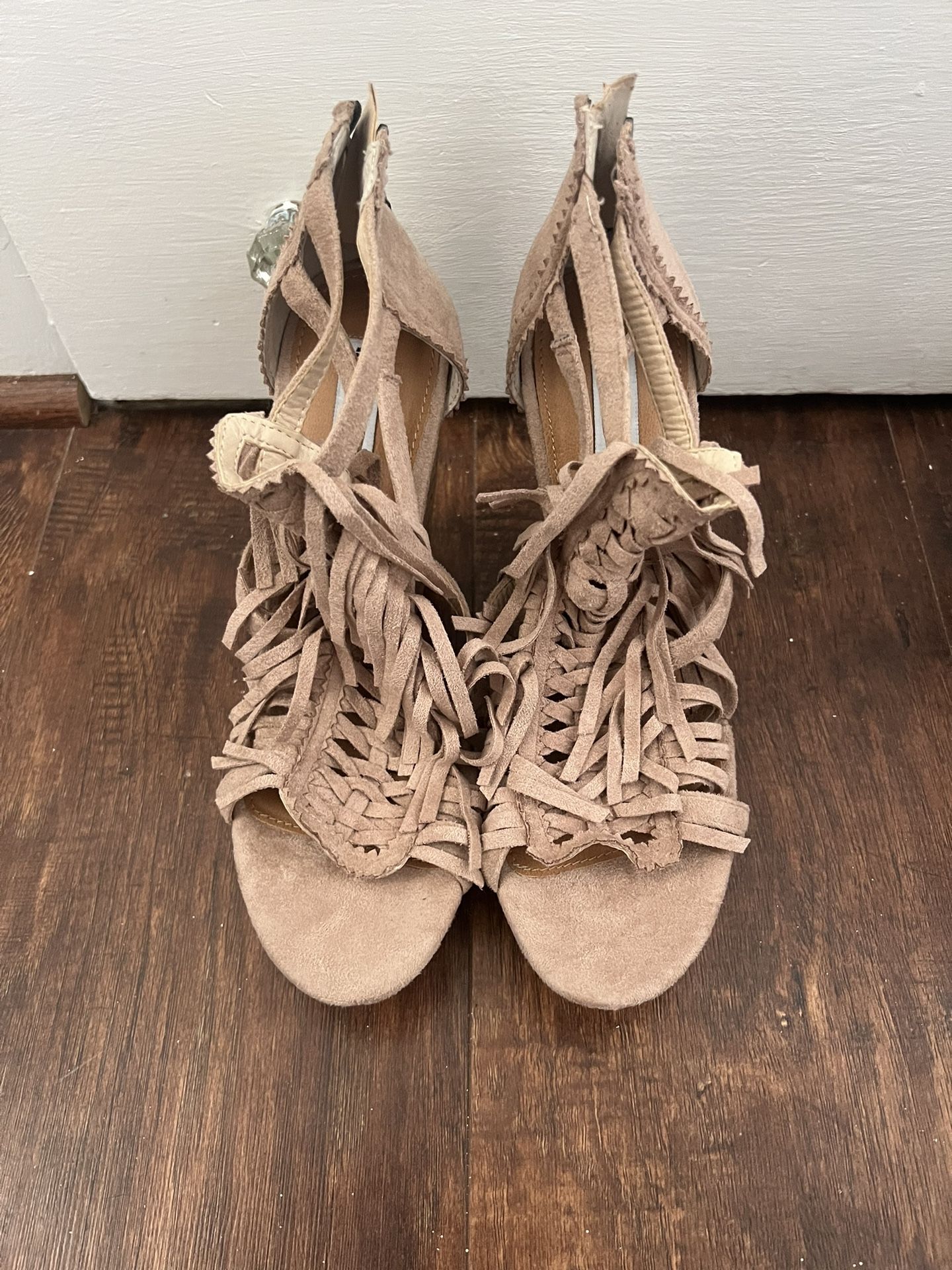 Tan Fringe Wedge Heels Not Rated