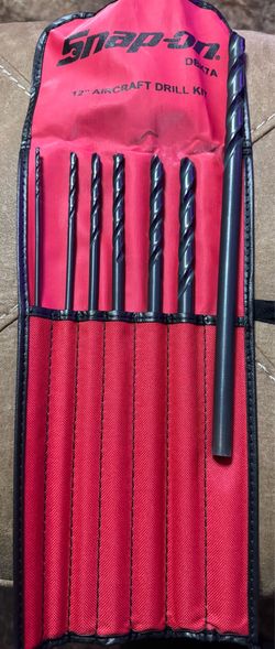 Snap on seven piece aircraft length split point drillbit set