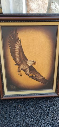 Original Oil Painting Picture On Canvas  Bald Eagle  Flying 