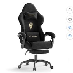Gaming Chair with Footrest Velvet Fabric High Back Ergonomic Gamer Chair with Headrest and Massage Lumbar Cushion Racing Reclining Video Game Chair fo