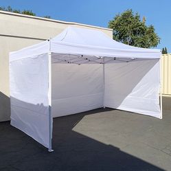 $165 (New in Box) Heavy-Duty 10x15 ft with (3 Sidewalls) EZ Popup Canopy Outdoor Gazebo, Carry Bag (Black, White) 