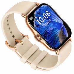 Gold Brand New Large Screen Smart Watch, Compatible With IPhone/Android, HD Voice Call, Message Reminder, Multiple Sports Models unisex