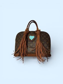 Genuine Louis Vuitton Purse / Alma Model w western theme, strap, tassels and stone