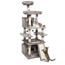 66'' Cat Tree Condo Tower Scratcher Climbing Furniture Soft Plush Tower Condo