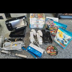 Nintendo Wii U 32GB Black Handheld System Bundle. Controllers + Games TESTED