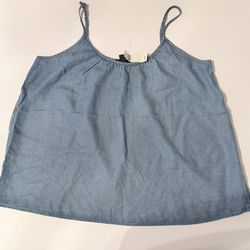 Gap Crop Top Shirt Women’s Size M Chambray Blue Denim