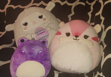 Squishmallows Set of (3) Olana Lamb, Dianalee Chipmunk, & Misc Plush Set