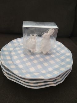 Easter Dinner Plates, Salt And Pepper Shaker.