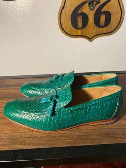 3DM Lifestyle green leather snake print 🐍 loafers men’s size 10-10.5